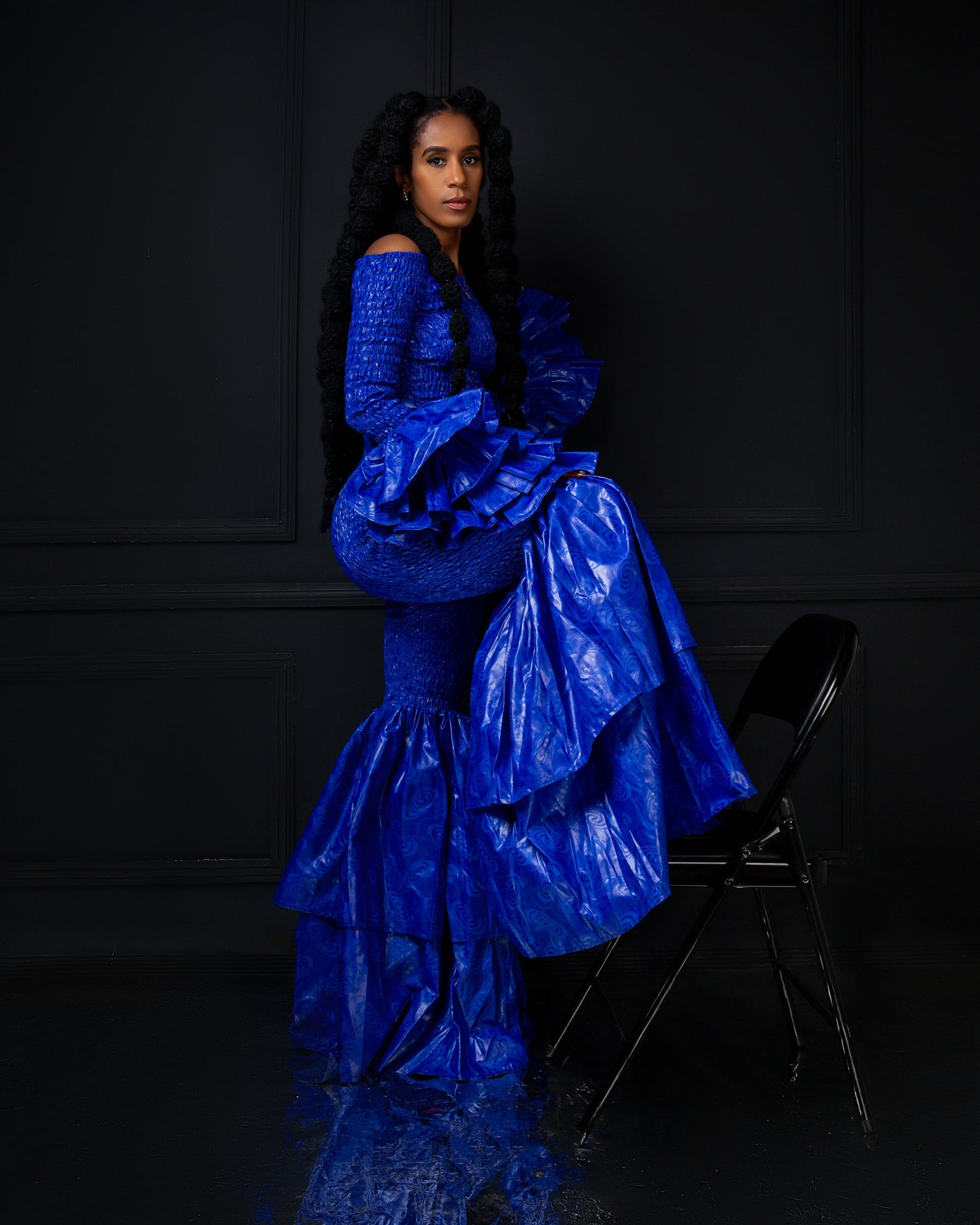 Kimi Ankara Bell Bottom Pant set - Blue