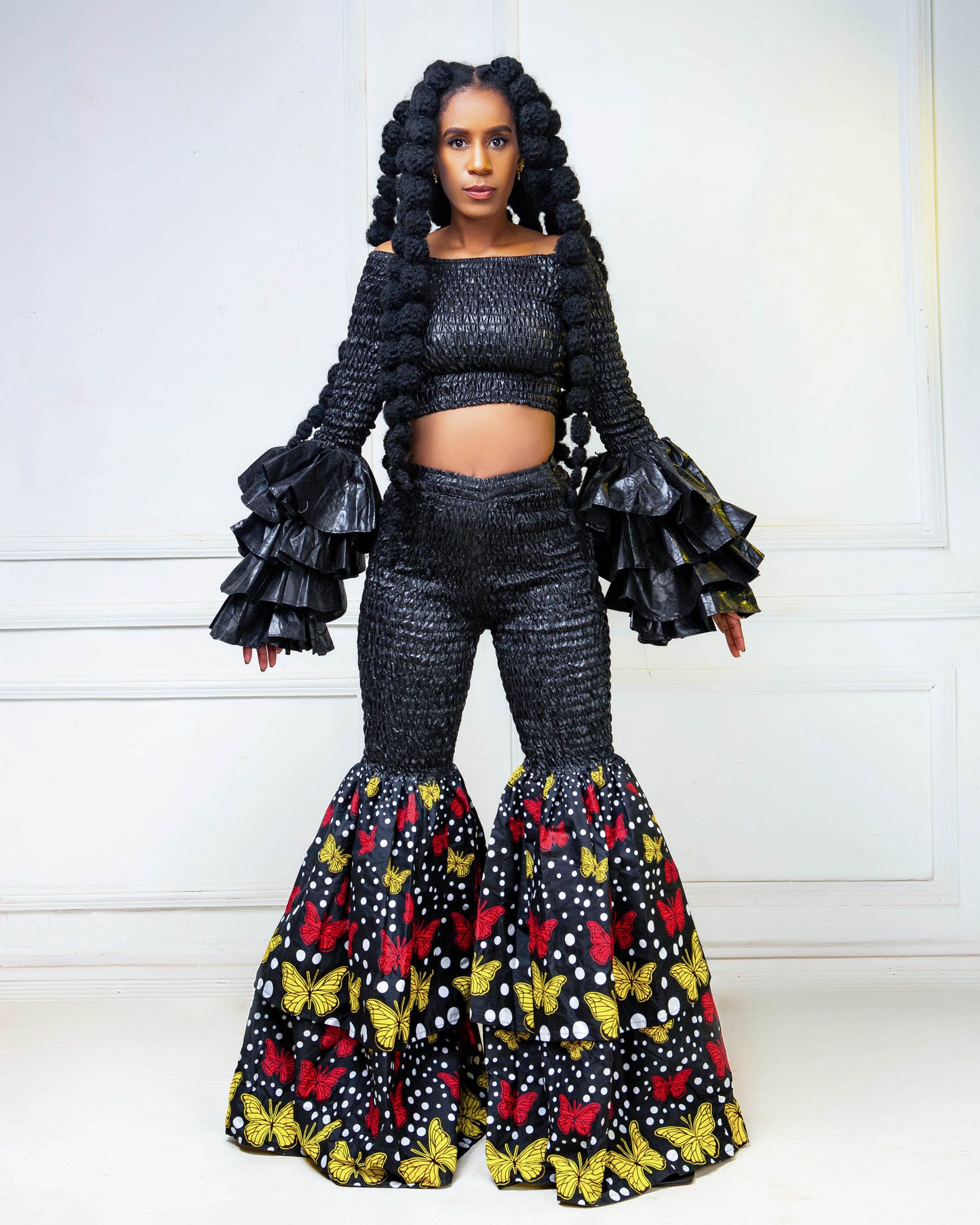 Kimi Ankara Bell Bottom Pant set - Black