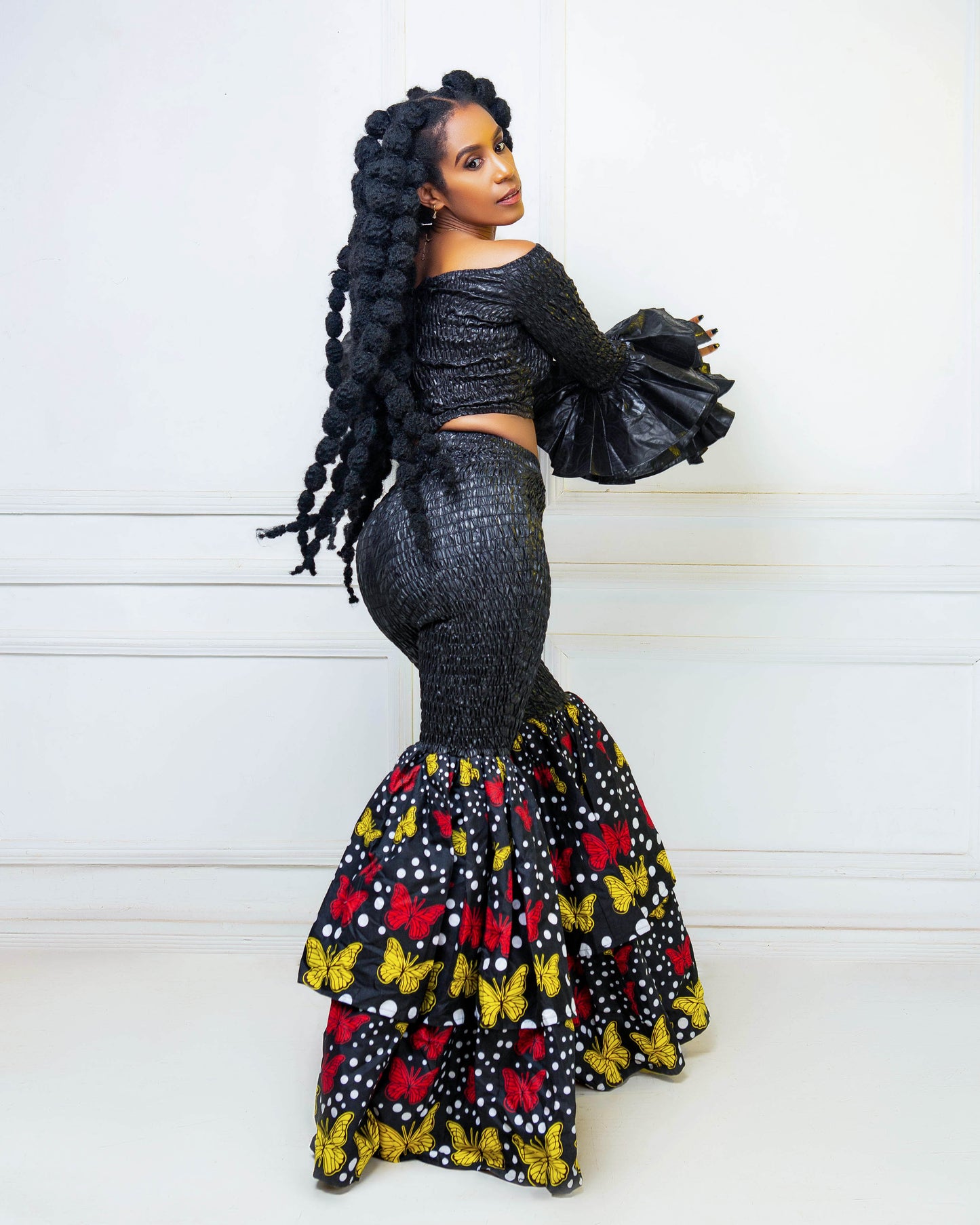 Kimi Ankara Bell Bottom Pant set - Black