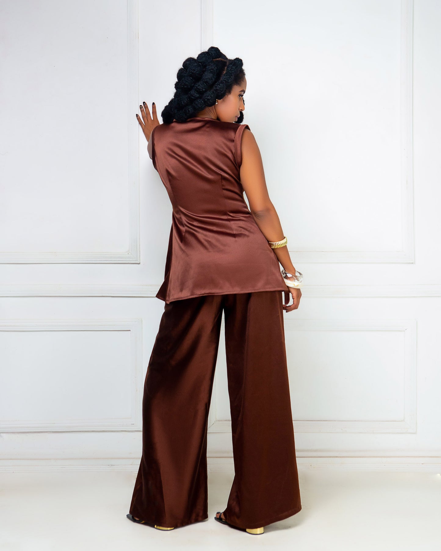 Cocoa Silk Two-Piece Set