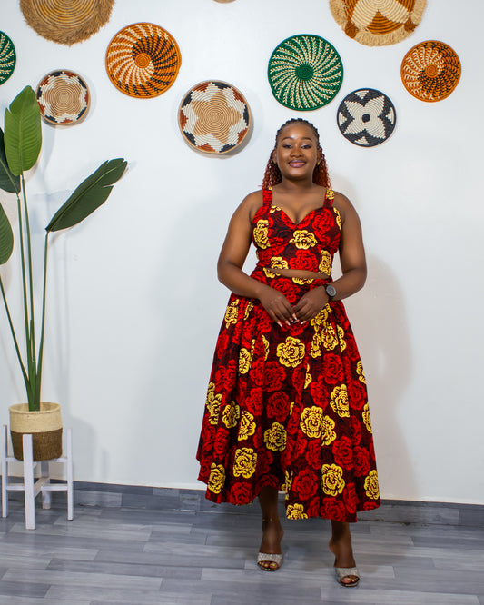 Aaliyah Women's Two piece Skirt Set - Red