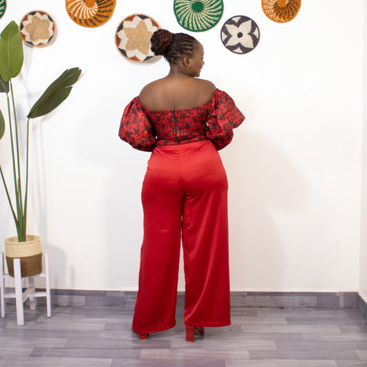 Zara Women's African Print Off-shoulder Top - Red