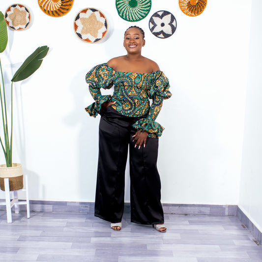 Zara Women's African Print Off-shoulder Top