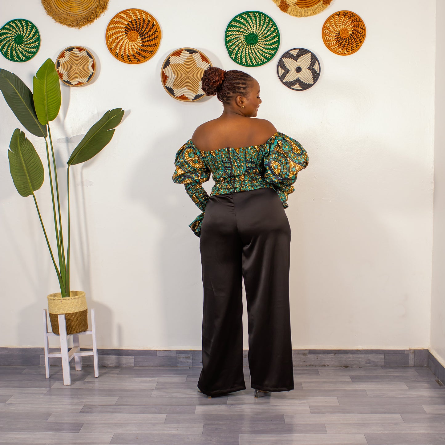 Zara Women's African Print Off-shoulder Top