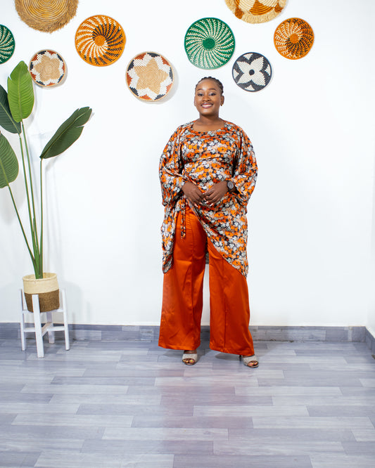 Gaby Women's Oversized Silk Blouse - Orange