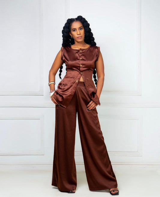 Cocoa Silk Two-Piece Set